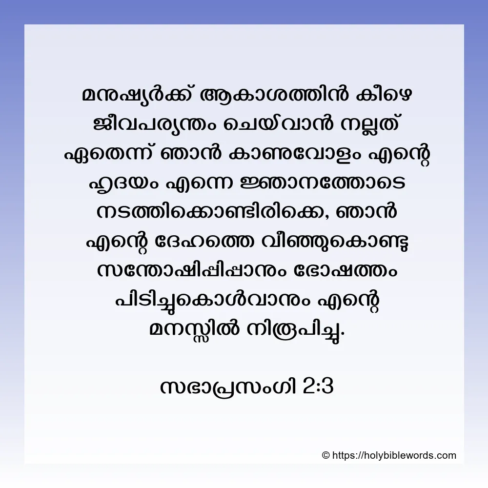 സഭാപ്രസംഗി 2:3 | Ecclesiastes 2:3 in Malayalam ...